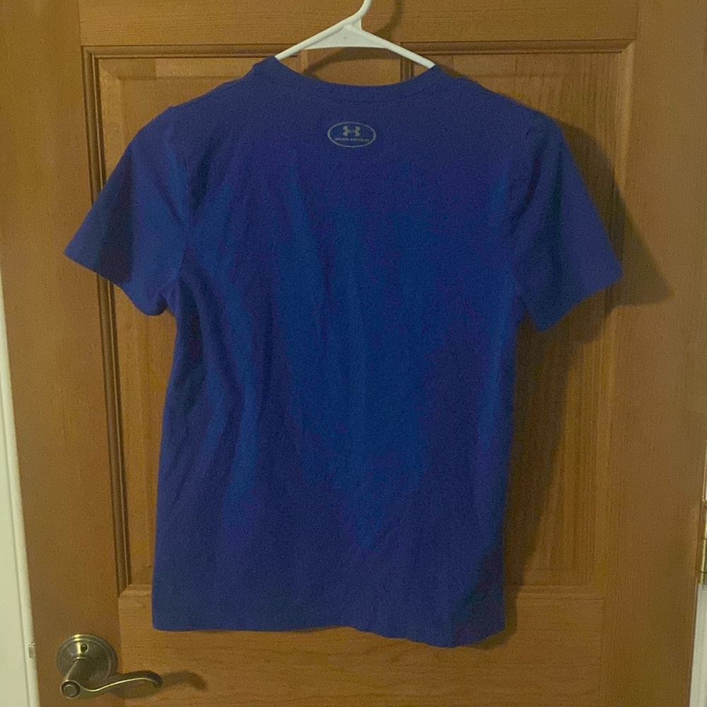 Under Armour Youth Medium 10-12 Loose Fit Short Sleeve Blue Baseball Shirt - Picture 3 of 5